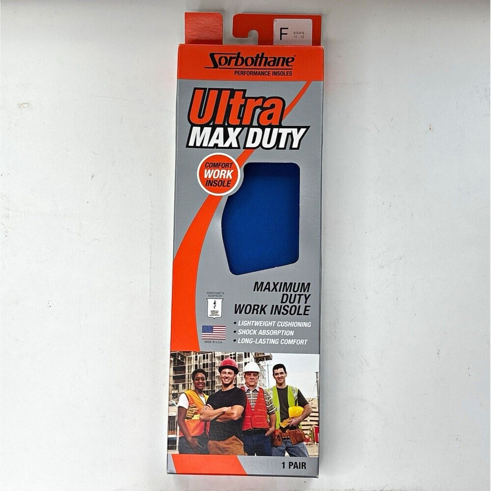 Sorbothane Ultra Max Duty Work Insoles Size F Men’s 11-12 Shock Absorbing USA